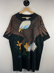 Vintage 90s Liquid Blue Eagle All Over Print Black Tee