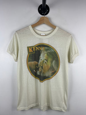 Vintage 80s Kenny Rogers American Tour White Ringer Tee