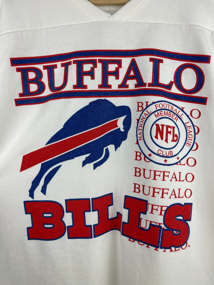Vintage 90s NFL Russell Athletic Buffalo Bills 3/4 Sleeve White Crewneck