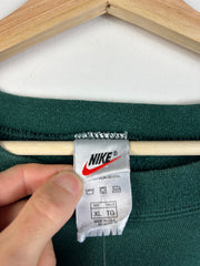 Vintage 90's Nike Mini Swoosh Spellout Tonal Forest Green Crewneck