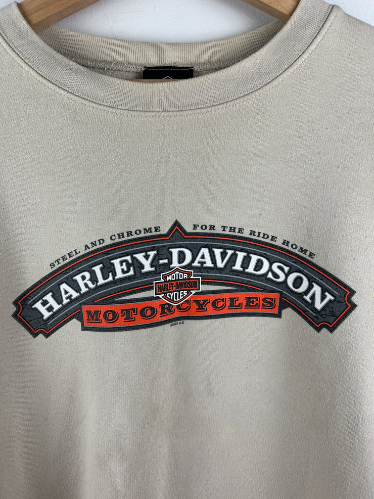 Vintage 2005 Harley Davidson Napoleon Ohio Beige Crewneck