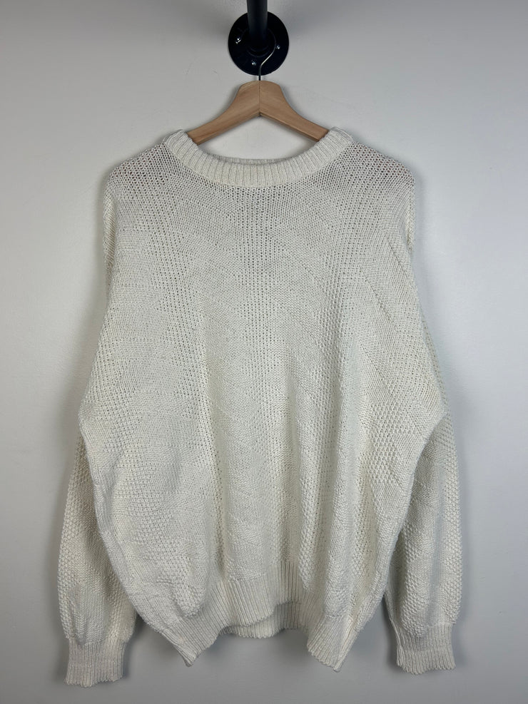 Vintage 90s Robert Bruce White Knit Sweater