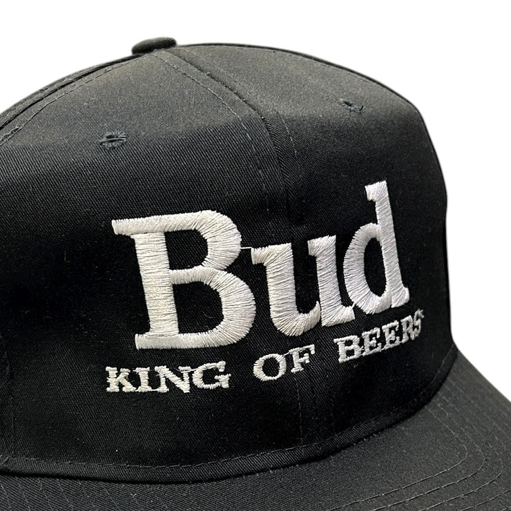 Vintage 90s NFL Bud Budweiser Beer King Of Beers Black Snapback Hat