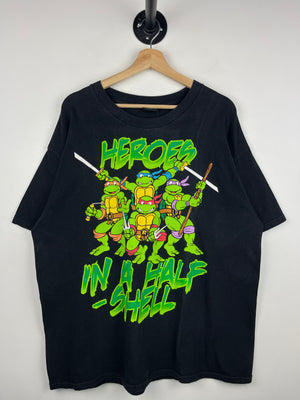 Vintage Teenage Mutant Ninja Turtles Heroes In A Half Shell Black Tee