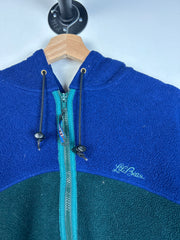 Vintage 90's L.L. Bean Navy & Green Hooded Fleece Full Zip Hoodie