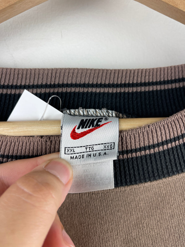 Vintage 90s Nike Mini Swoosh Mocha Brown & Black Crewneck