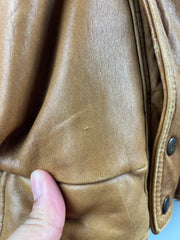 Vintage 90s Leather Limited Light Brown Leather Bomber Jacket
