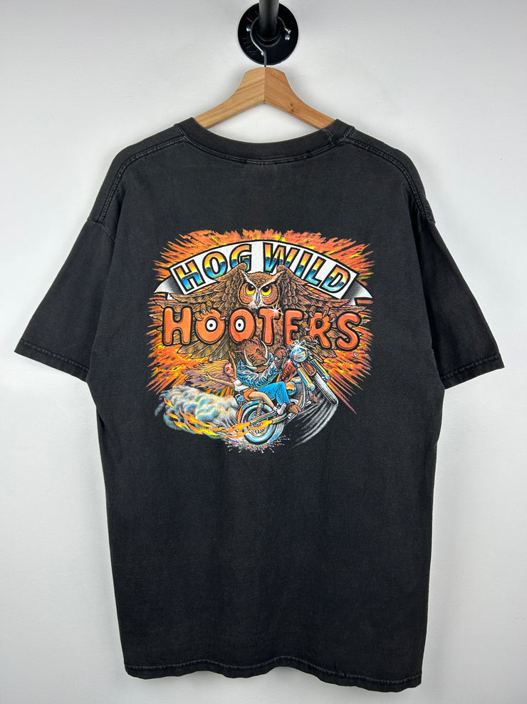 Vintage 90s Hooters Princeton Hog Wild Black Tee