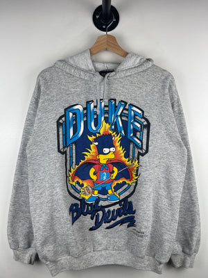 Vintage 90s The Simpsons Bart Simpson Duke Blue Devils University Grey Hoodie