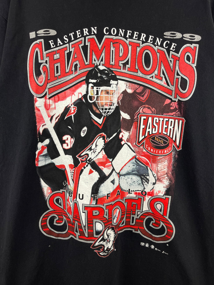 Vintage 90s NFL Buffalo Sabres Hasek Eastern Conference Champions Black Tee