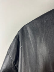 Vintage 90s Excelled Miller Lite Beer Black Leather Bomber Jacket