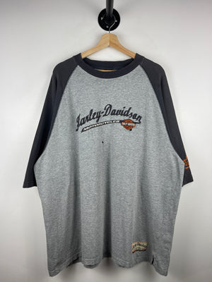 Vintage Harley Davidson Fond Du Lac Wisconsin Embroidered Grey Tee