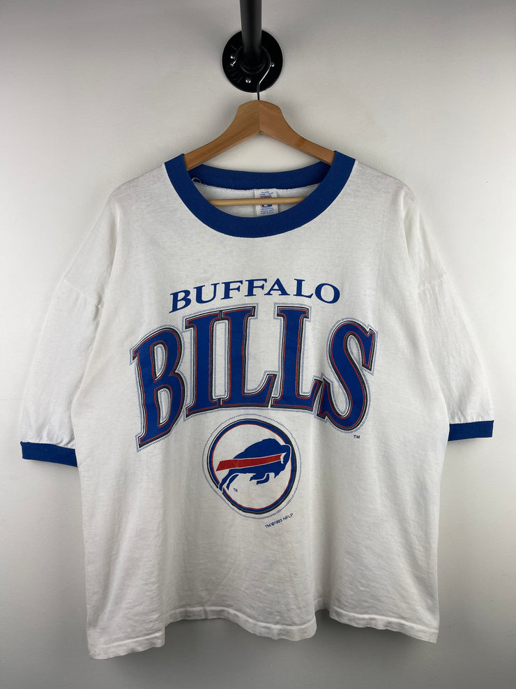 Vintage 90s NFL Logo 7 Buffalo Bills White Ringer Tee