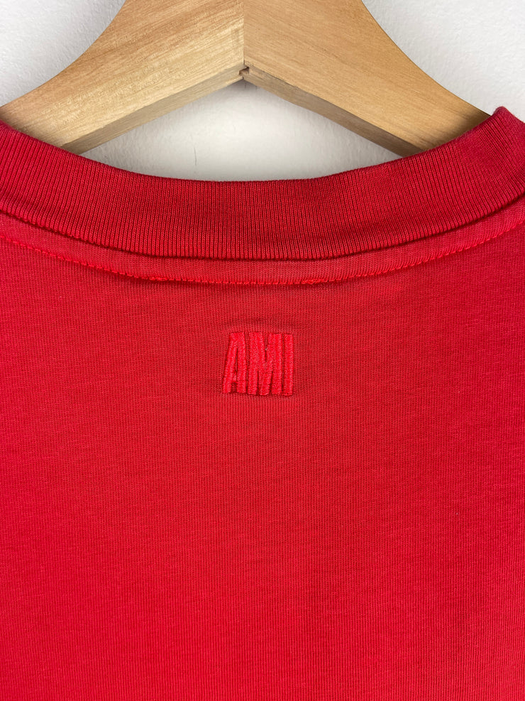 Ami Paris Chenille Heart Red Tee