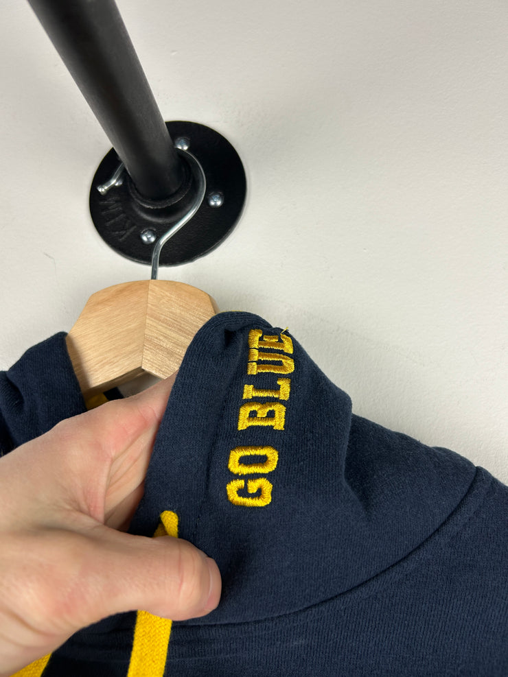 Vintage Michigan Go Blue Embroidered Navy Hoodie