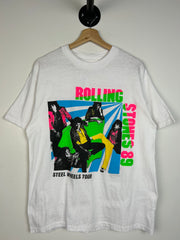 Vintage 80's Rolling Stones Steel Wheels Tour White Tee