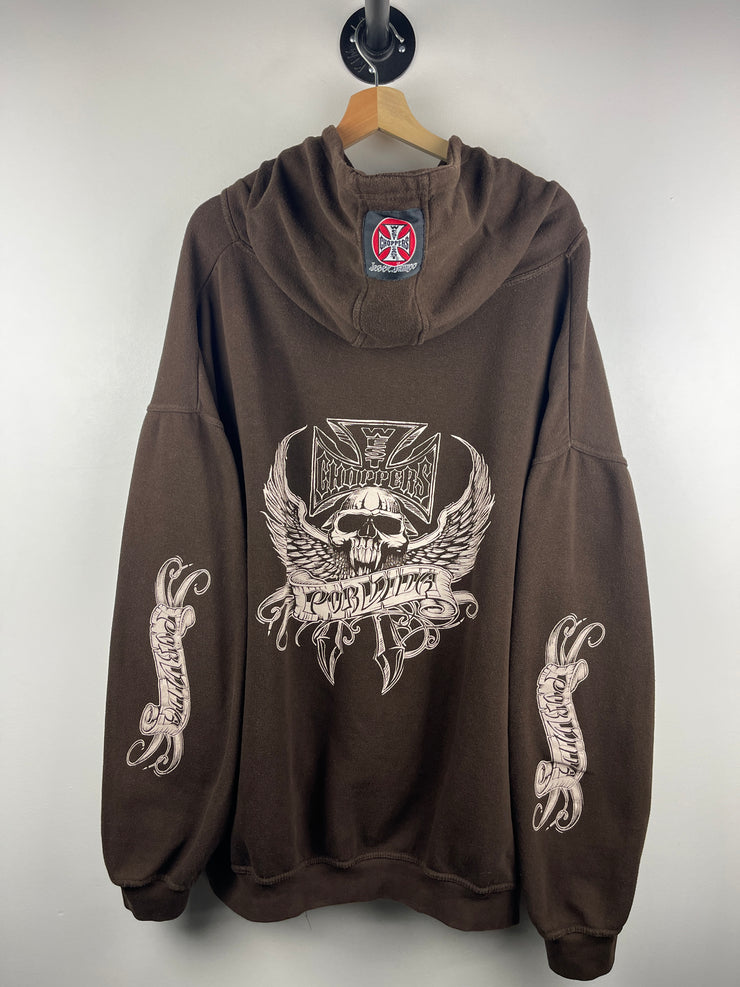 Vintage West Coast Choppers Choppers For Life Por Vida Brown Hoodie