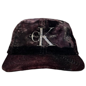 Vintage 90s Calvin Klein Burgundy Velour Snapback Hat
