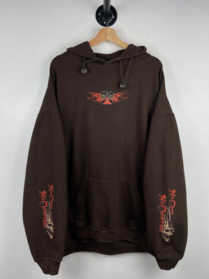 Vintage West Coast Choppers Skull Motorcycle Brown Hoodie