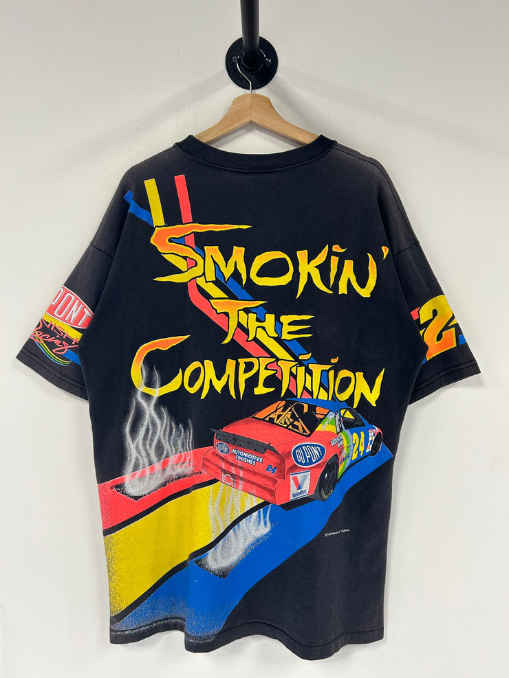 Vintage 1995 Nascar Jeff Gordon Smokin The Competition AOP Black Tee