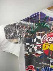 Vintage 90s Nascar Chase Coca Cola 600 Winston Cup All Over Print White Tee