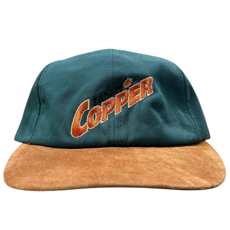Vintage 90s Labatt Copper Beer Green Leather Strapback Hat