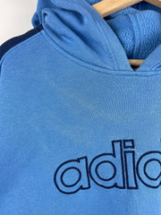 Vintage Adidas Spellout Embroidered Baby Blue Hoodie