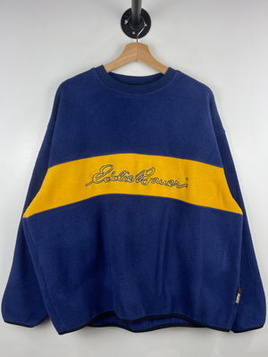 Vintage 90s Eddie Bauer Polartec Spellout Navy Fleece Crewneck