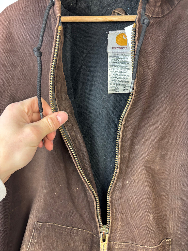 Vintage Carhartt Active Dark Brown Hooded Jacket J130 DKB