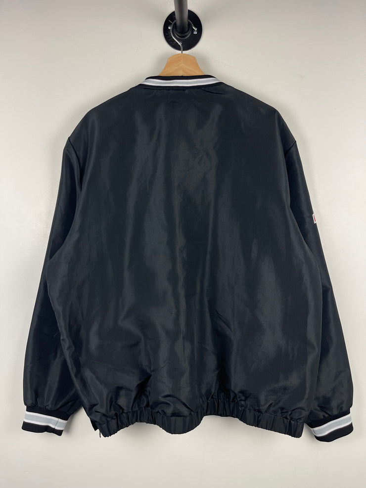 Vintage NFL Los Angeles Raiders Fleece Lined Black Pullover Windbreaker