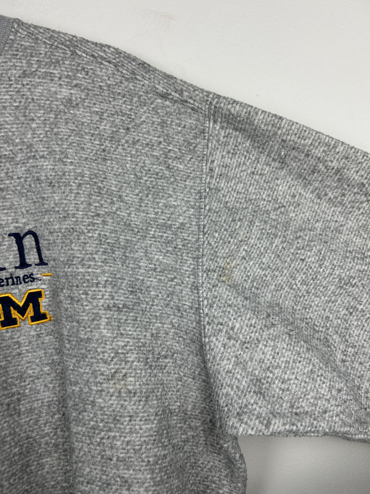Vintage Michigan Wolverines Embroidered Fleece Grey Crewneck