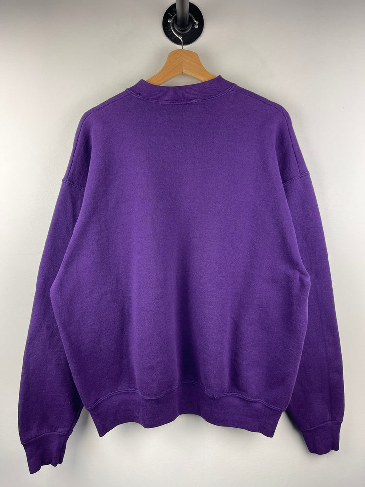 Vintage 90s NFL Cliff Engle Minnesota Vikings Big Spellout Purple Crewneck