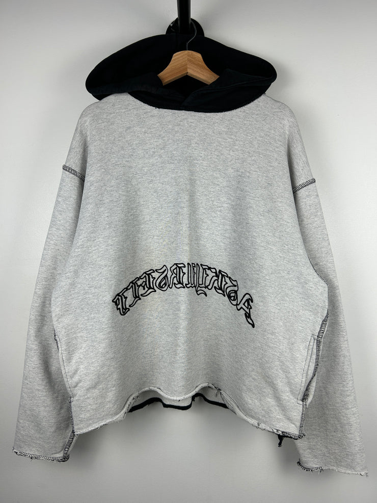Askyurself Inside Out Grey & Black Cropped Hoodie