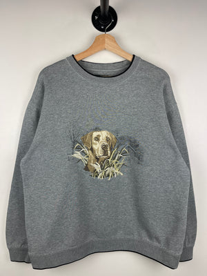 Vintage Croft & Barrow Golden Retriever Dog Embroidered Grey Crewneck