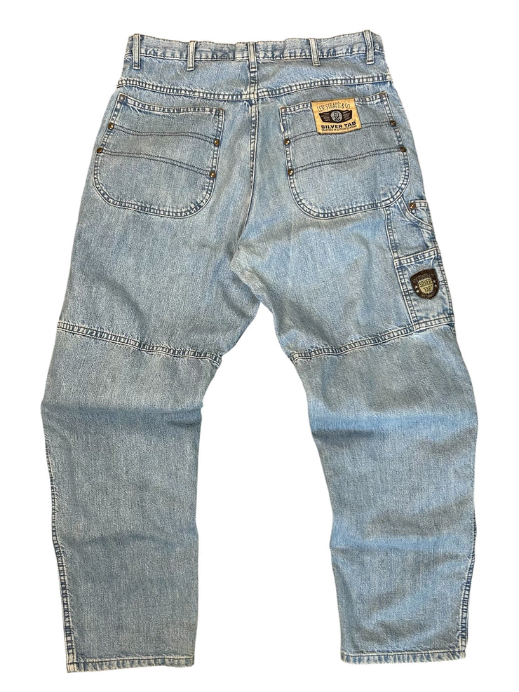 Vintage 90s Levis Silver Tab Patch Light Wash Blue Denim Jeans