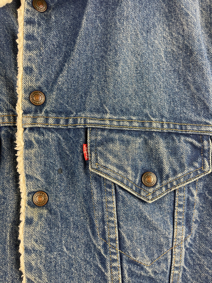 Vintage 80s Levis Sherpa Lined Blue Denim Jacket