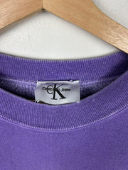 Vintage 90s Calvin Klein Embroidered Faded Purple Crewneck