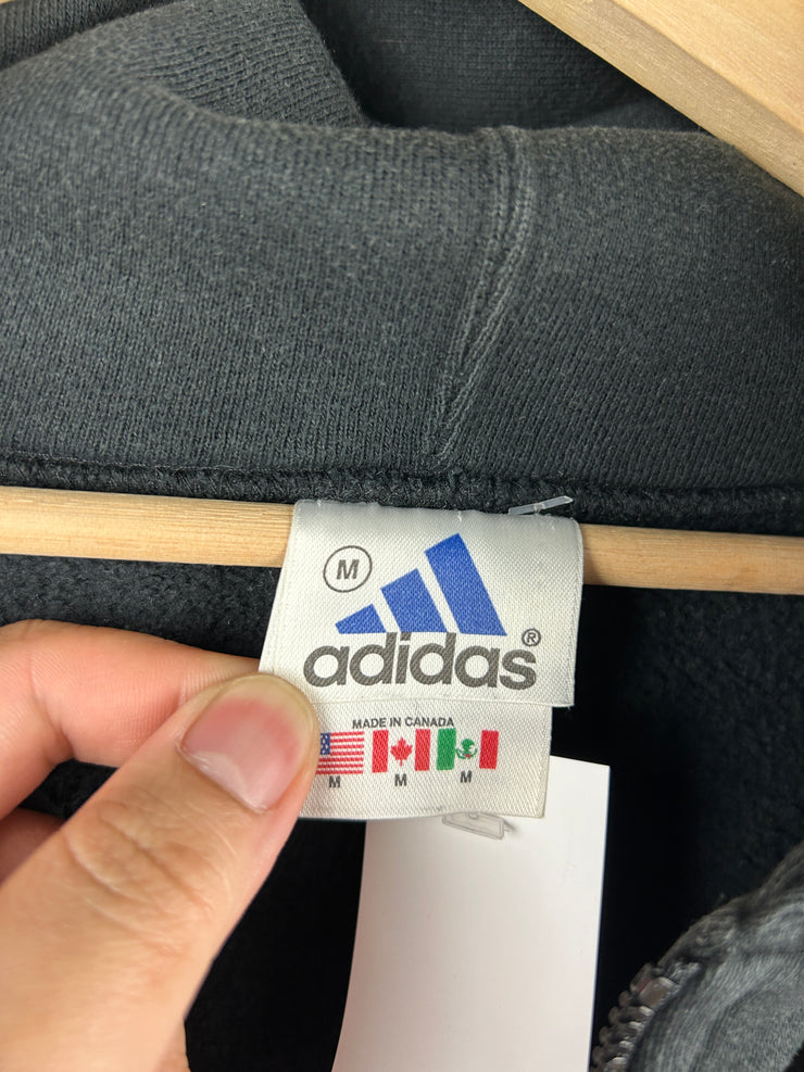 Vintage Adidas Embroidered Black Zip Up Hoodie