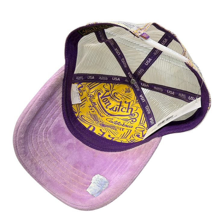 Von Dutch Pink & White Velour Trucker Hat