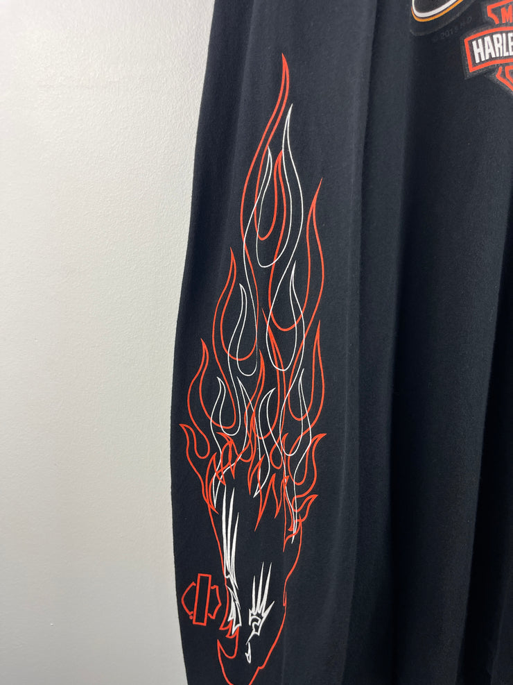 Vintage Harley Davidson Screamin Eagle Flames Niagara Falls Canada Black Long Sleeve