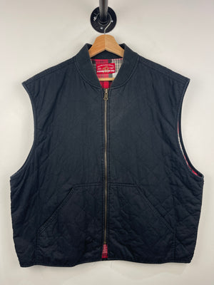 Vintage 90s Marlboro Country Store Black & Red Plaid Reversible Vest