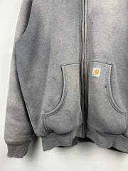 Vintage 90s Carhartt Patch Thermal Lined Faded Grey Zip Up Hoodie