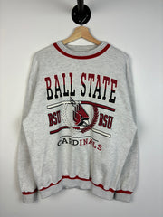 Vintage Ball State Indiana University Grey & Red Crewneck