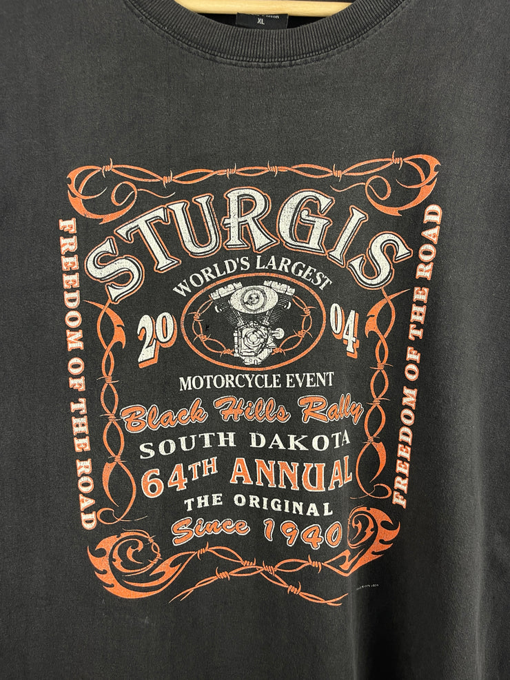 Vintage 2004 Sturgis Black Hills Rally South Dakota Black Tee