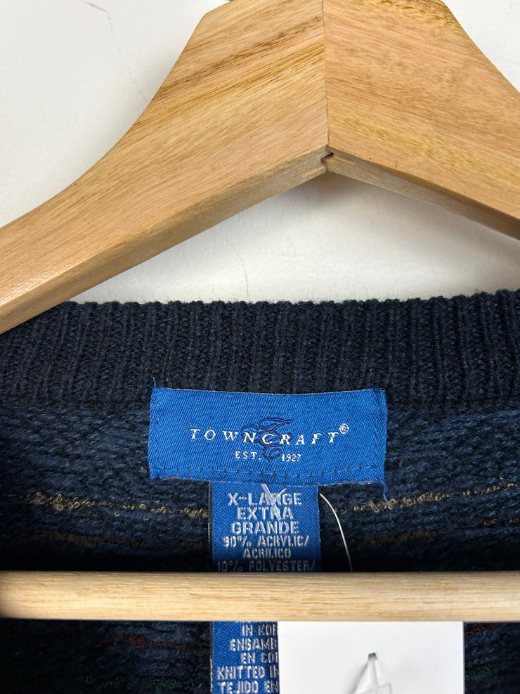 Vintage Y2K Town Craft Navy Knit Sweater