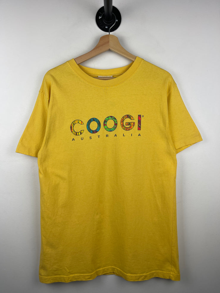 Vintage 90s Coogi Australia Spellout Yellow Tee