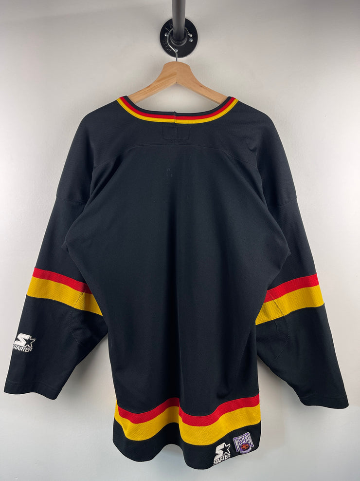 Vintage 90s NHL Starter Vancouver Canucks Flying Skate Black Hockey Jersey