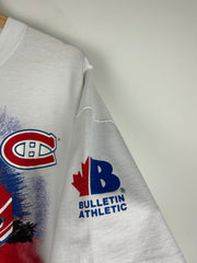 Vintage 90s NHL Bulletin Montreal Canadiens All Over Print White Tee