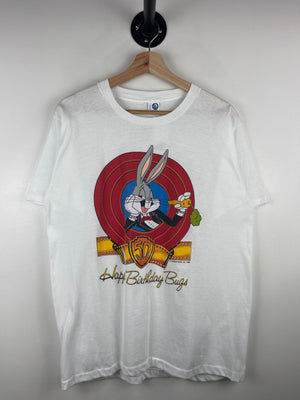 Vintage 80s Looney Tunes Happy Birthday Bugs Bunny White Tee
