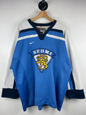 Vintage Nike Finland Blue Hockey Jersey